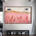Artronauts Glass Print S | 72x46 cm | 28.3"x18.1" / Walnut Pink Meadow Houses- Abstract Tempered Glass Wall Art