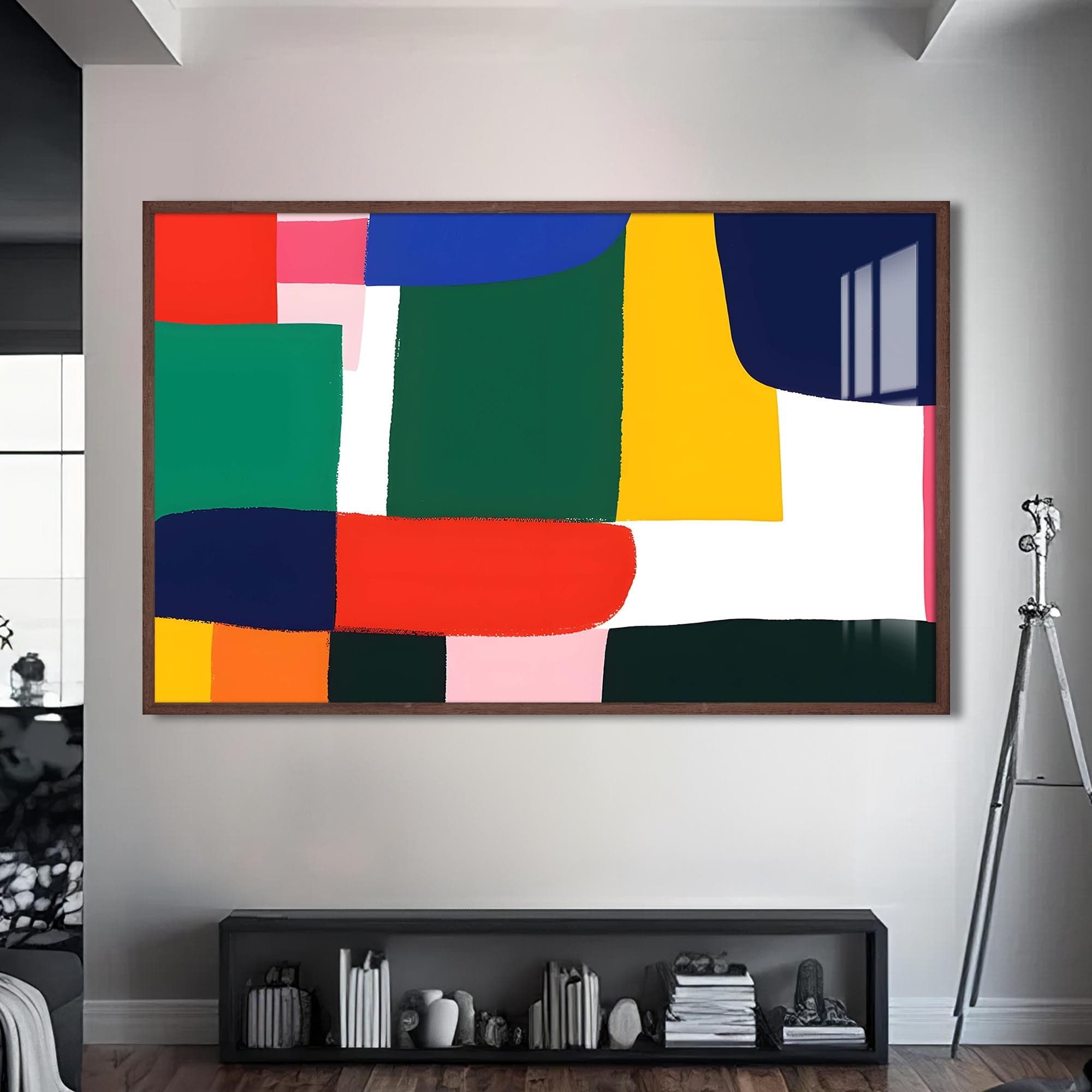 Artronauts Glass Print S | 72x46 cm | 28.3"x18.1" / Walnut Colour Patch Harmony - Abstract Tempered Glass Wall Art