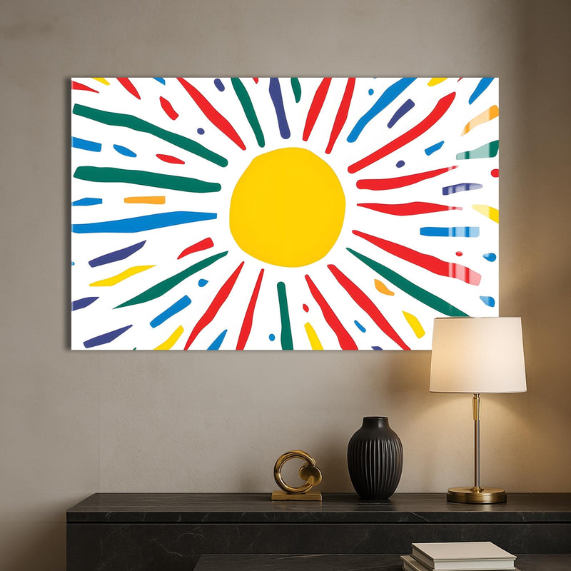 Artronauts Glass Print Joyful Sunburst Lines - Abstract Tempered Glass Wall Art