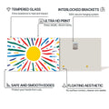 Artronauts Glass Print Joyful Sunburst Lines - Abstract Tempered Glass Wall Art