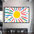 Artronauts Glass Print S | 72x46 cm | 28.3"x18.1" / Black Joyful Sunburst Lines - Abstract Tempered Glass Wall Art