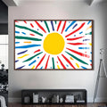 Artronauts Glass Print S | 72x46 cm | 28.3"x18.1" / Walnut Joyful Sunburst Lines - Abstract Tempered Glass Wall Art