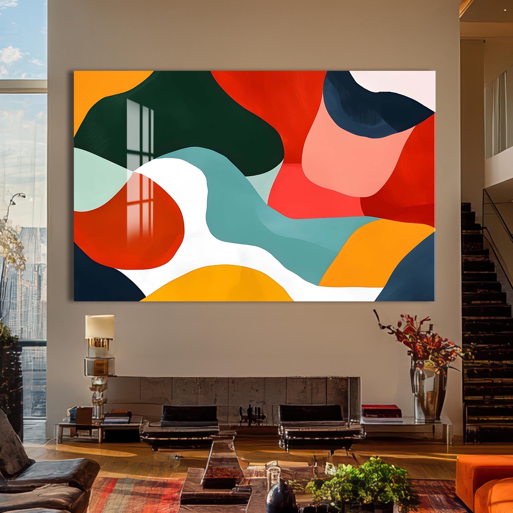 Artronauts Glass Print Flowing Colour Shapes - Abstract Tempered Glass Wall Art
