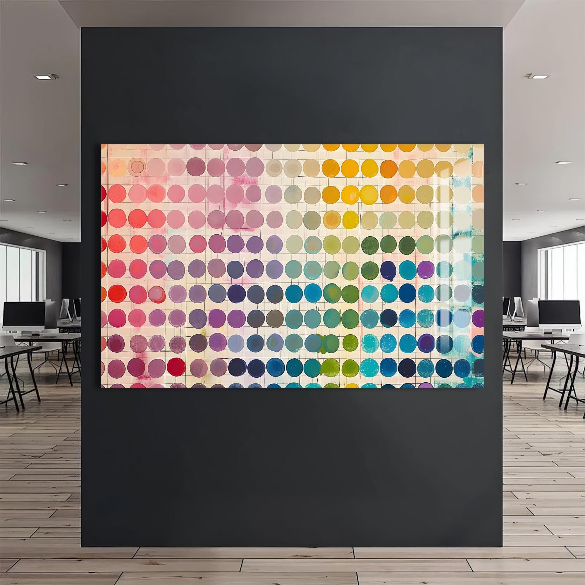 Artronauts Glass Print Pastel Dot Spectrum - Abstract Tempered Glass Wall Art