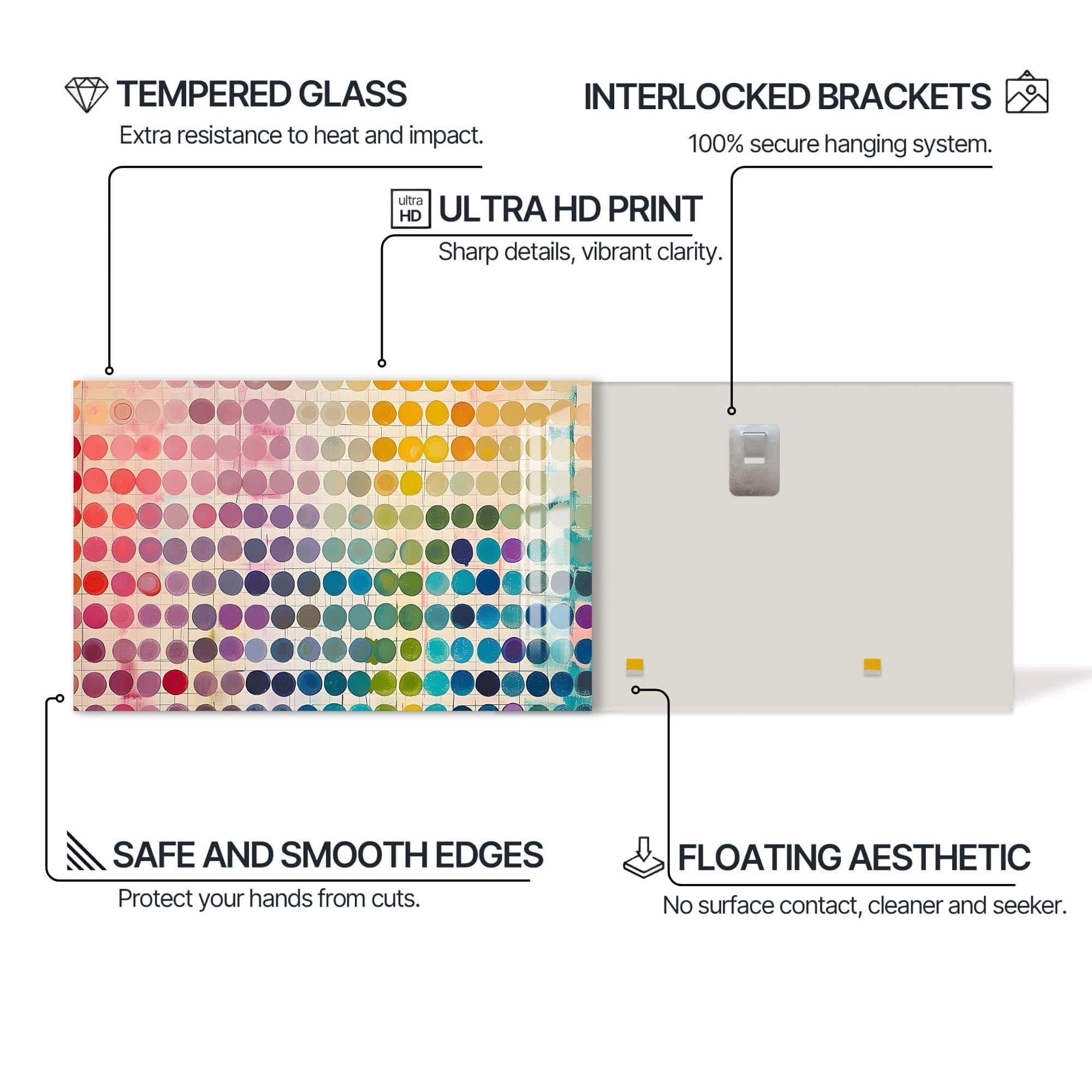 Artronauts Glass Print Pastel Dot Spectrum - Abstract Tempered Glass Wall Art