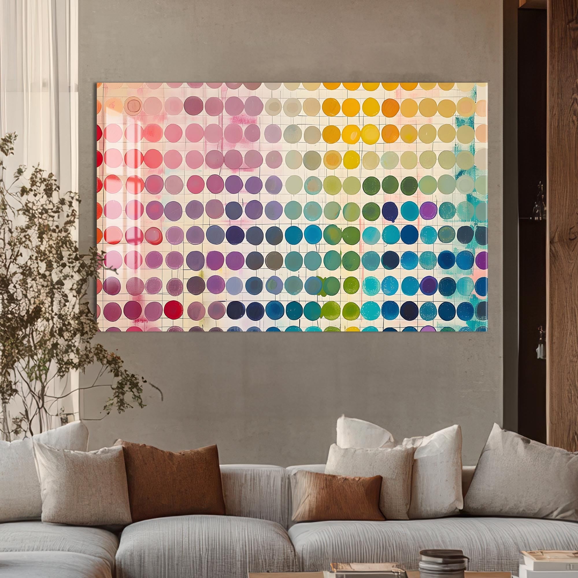 Artronauts Glass Print Pastel Dot Spectrum - Abstract Tempered Glass Wall Art