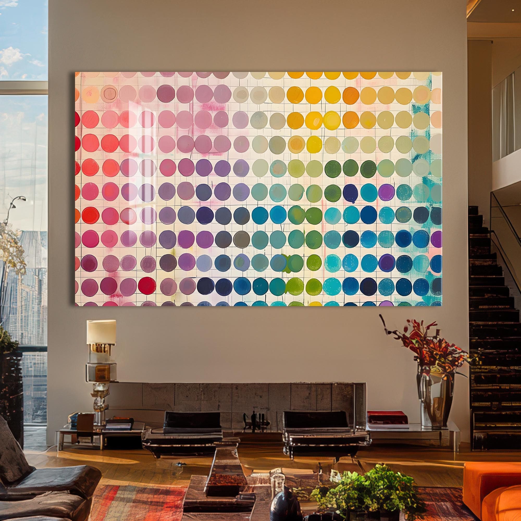 Artronauts Glass Print Pastel Dot Spectrum - Abstract Tempered Glass Wall Art