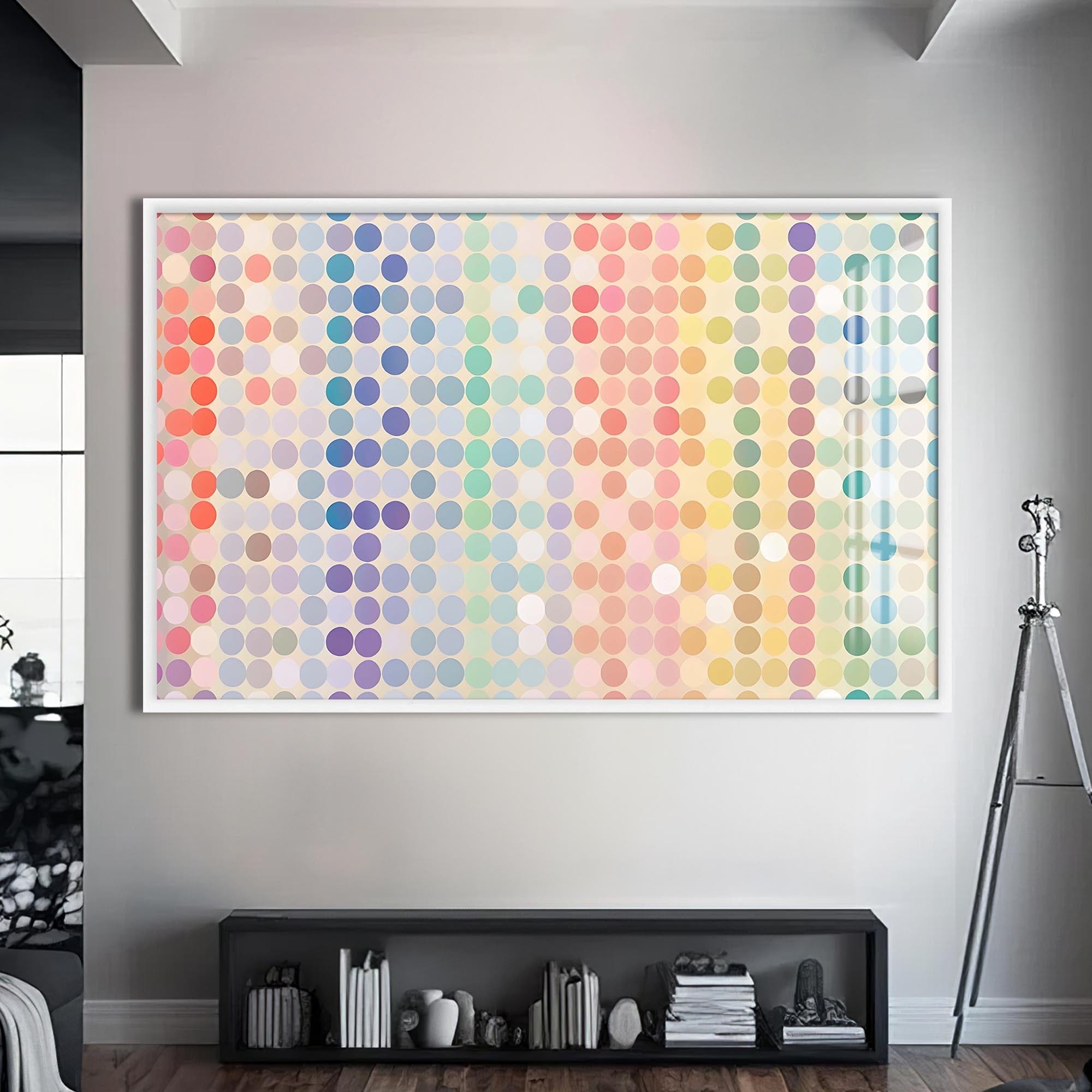 Artronauts Glass Print S | 72x46 cm | 28.3"x18.1" / White Light Pastel Mosaic - Abstract Tempered Glass Wall Art