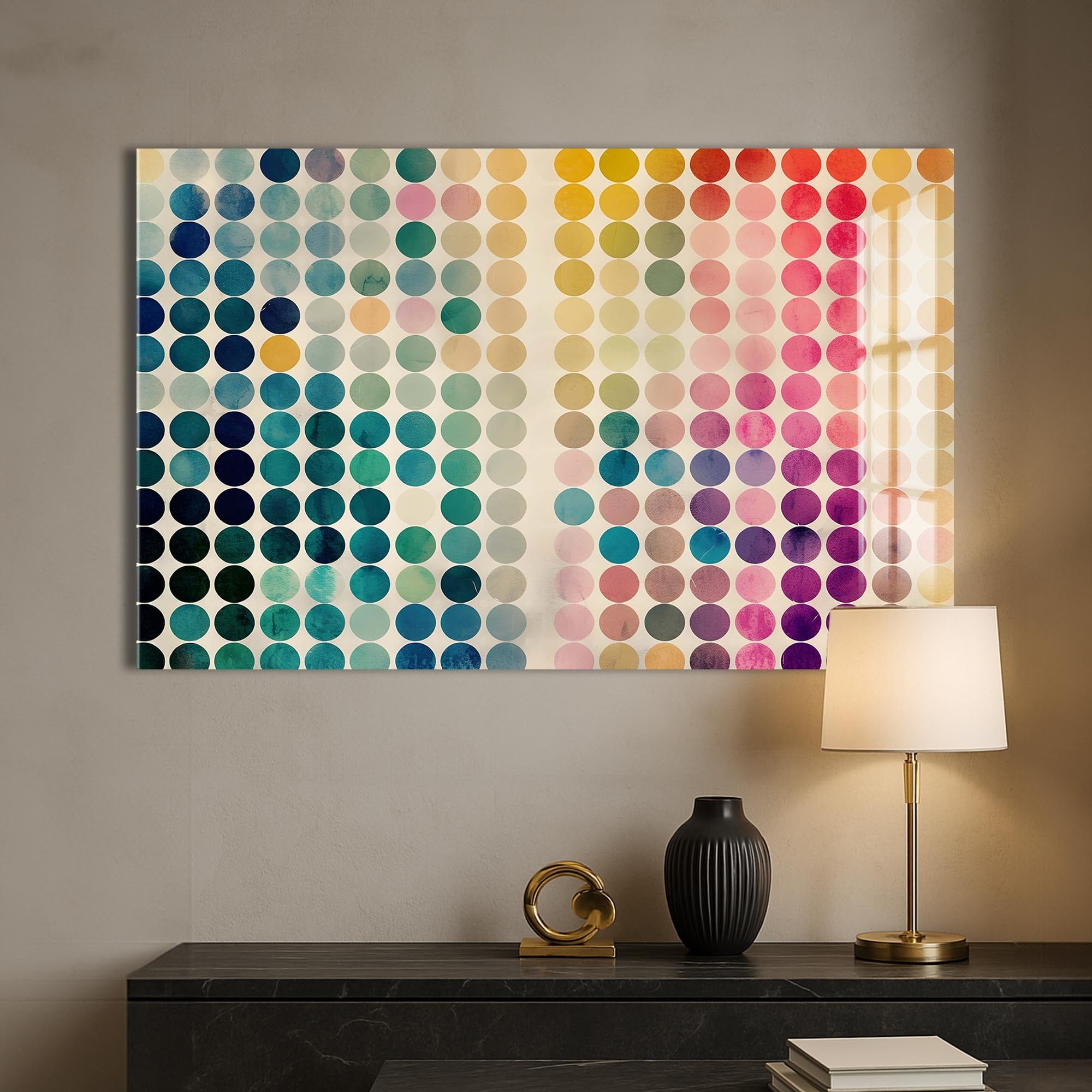 Artronauts Glass Print Deep Tone Dot Matrix - Abstract Tempered Glass Wall Art