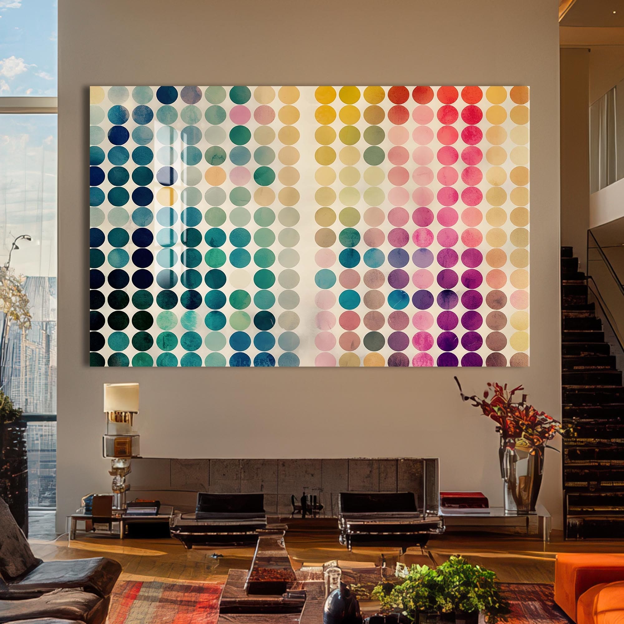 Artronauts Glass Print Deep Tone Dot Matrix - Abstract Tempered Glass Wall Art