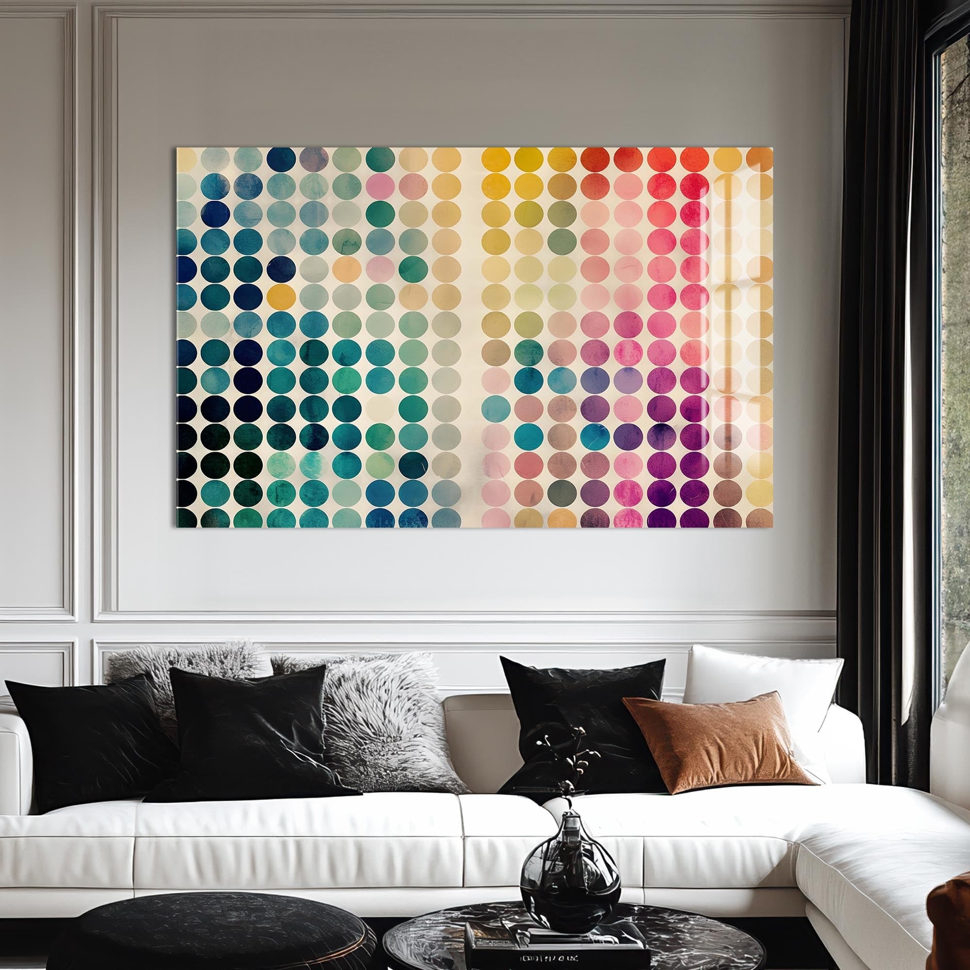 Artronauts Glass Print Deep Tone Dot Matrix - Abstract Tempered Glass Wall Art