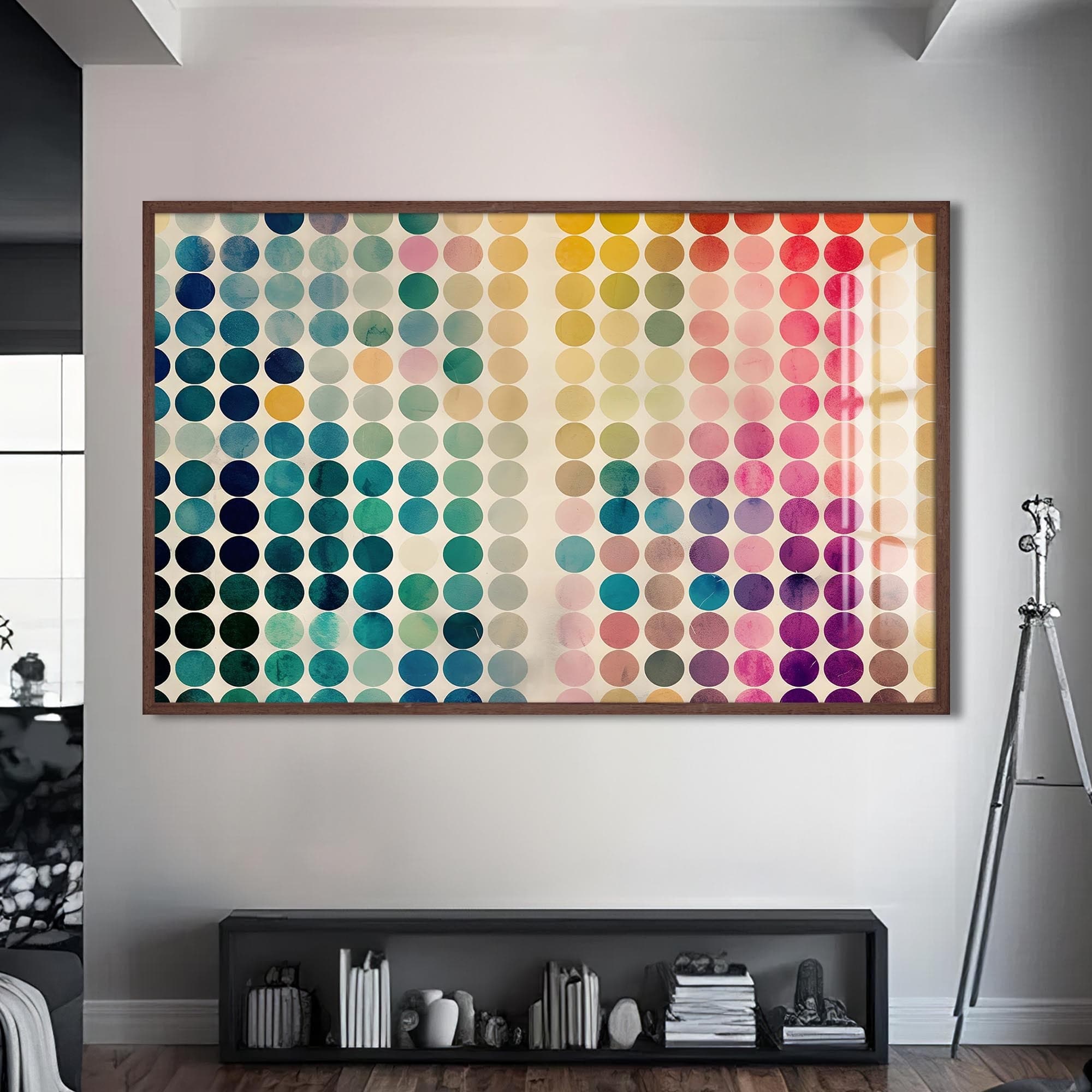 Artronauts Glass Print S | 72x46 cm | 28.3"x18.1" / Walnut Deep Tone Dot Matrix - Abstract Tempered Glass Wall Art