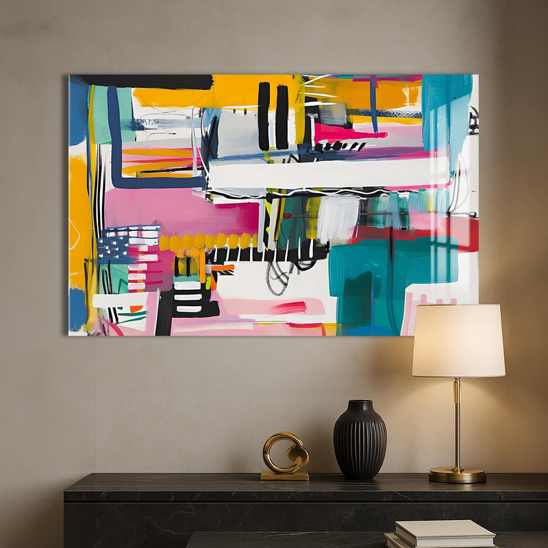 Artronauts Glass Print Energetic Urban Mix - Abstract Tempered Glass Wall Art