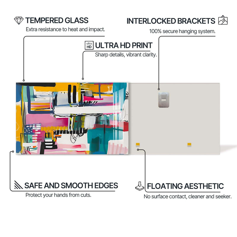 Artronauts Glass Print Energetic Urban Mix - Abstract Tempered Glass Wall Art