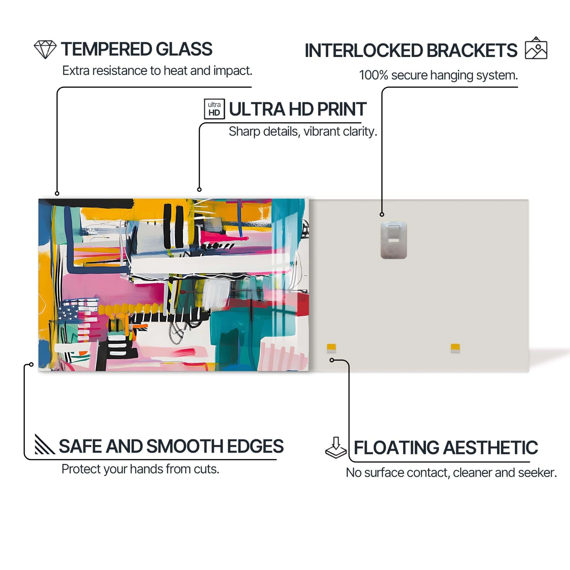 Artronauts Glass Print Energetic Urban Mix - Abstract Tempered Glass Wall Art