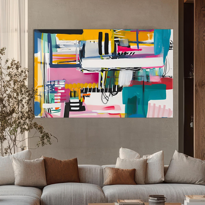 Artronauts Glass Print Energetic Urban Mix - Abstract Tempered Glass Wall Art