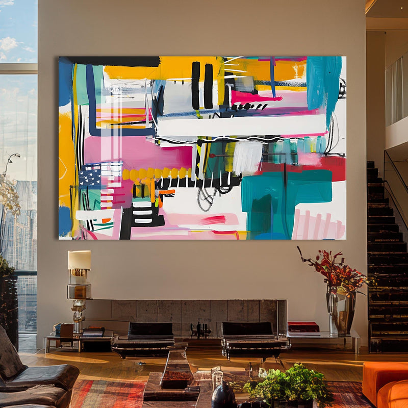 Artronauts Glass Print Energetic Urban Mix - Abstract Tempered Glass Wall Art