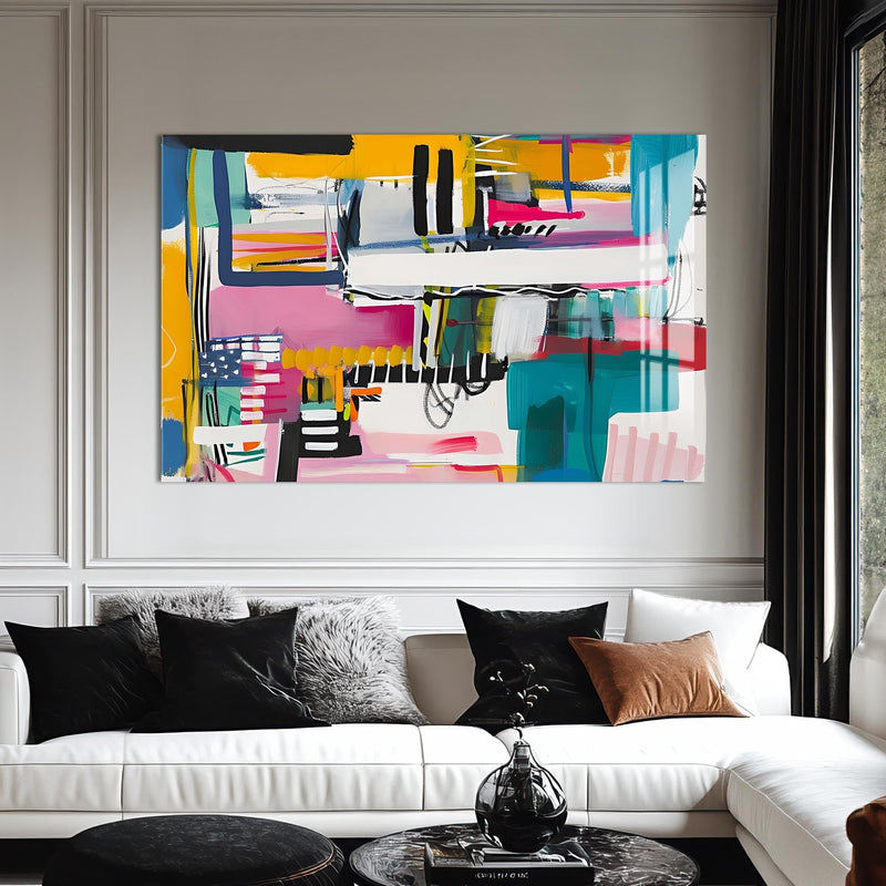 Artronauts Glass Print Energetic Urban Mix - Abstract Tempered Glass Wall Art