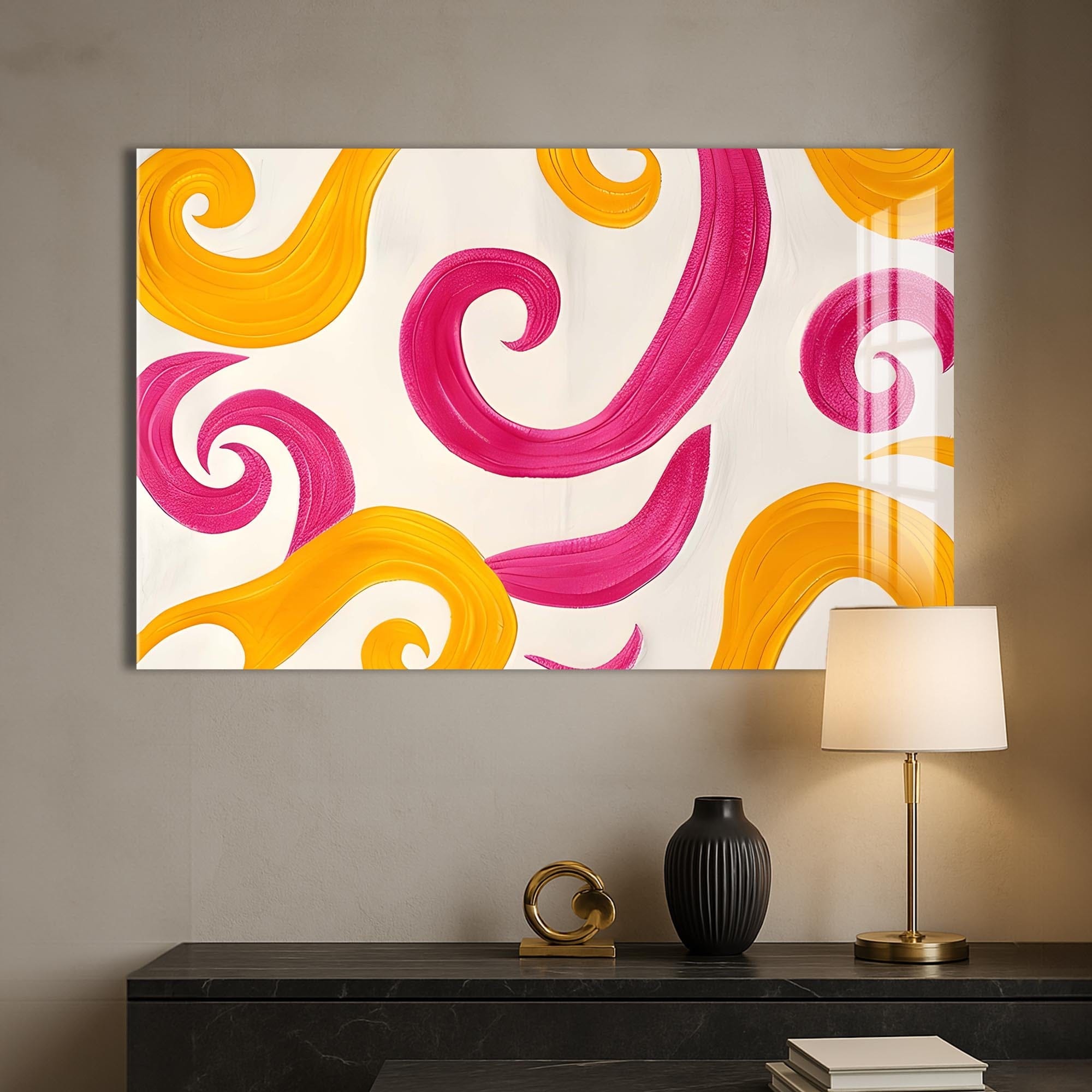 Artronauts Glass Print Playful Swirl Breeze - Abstract Tempered Glass Wall Art