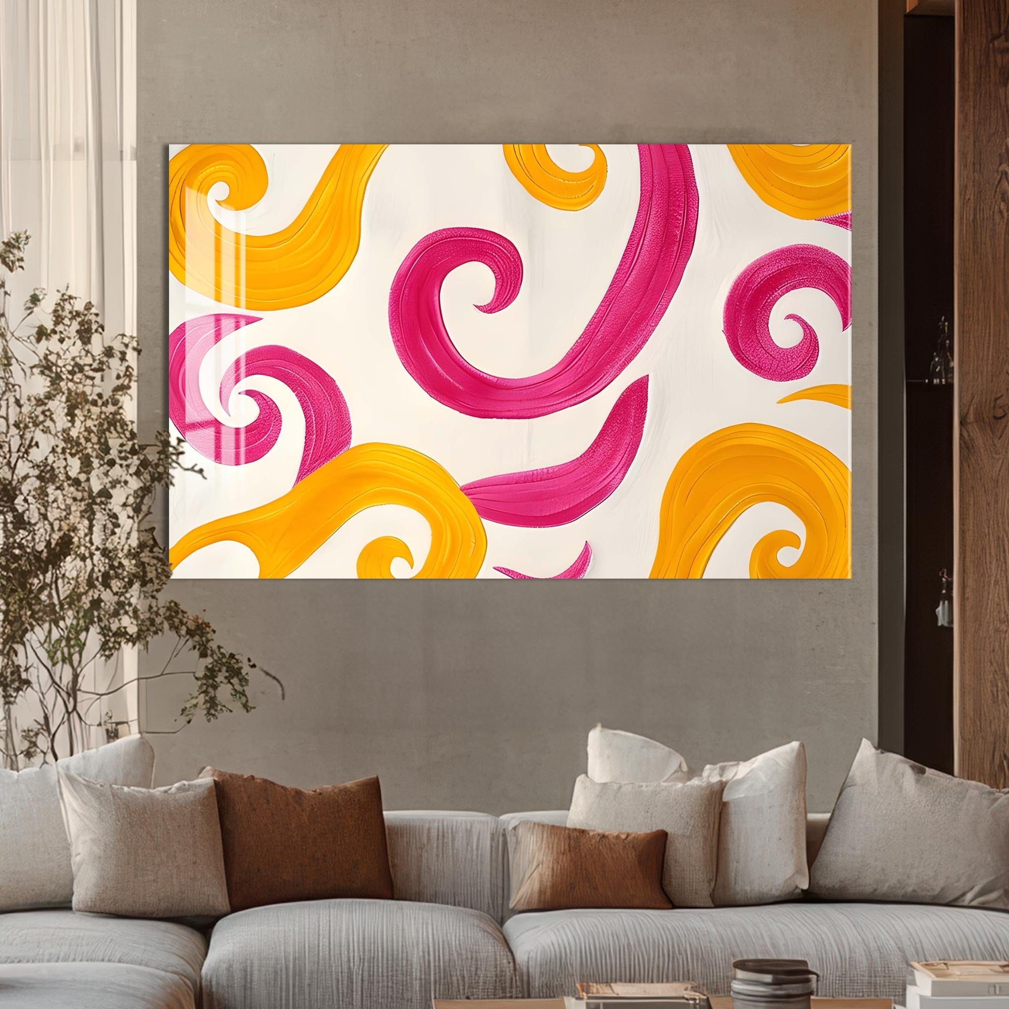 Artronauts Glass Print Playful Swirl Breeze - Abstract Tempered Glass Wall Art