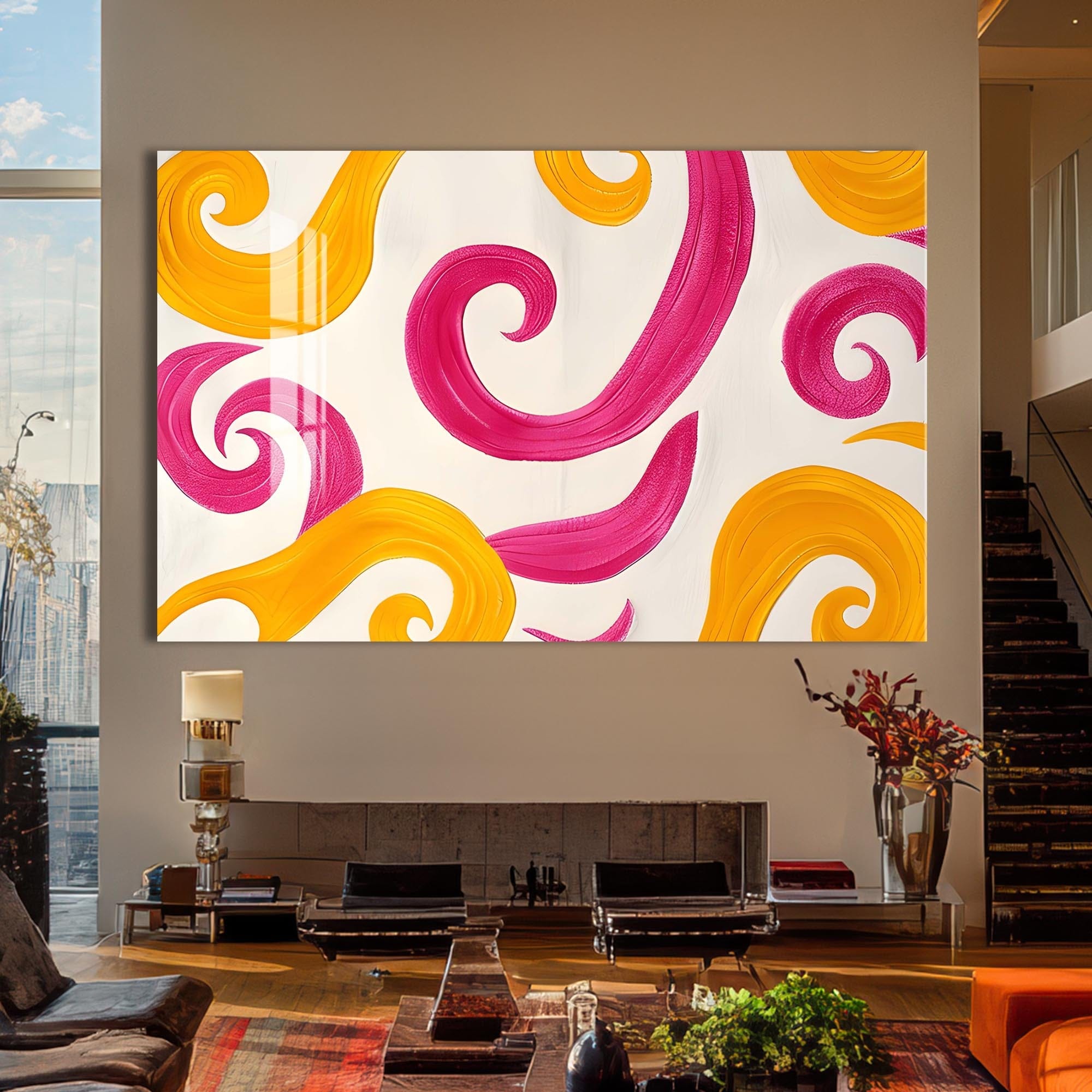 Artronauts Glass Print Playful Swirl Breeze - Abstract Tempered Glass Wall Art