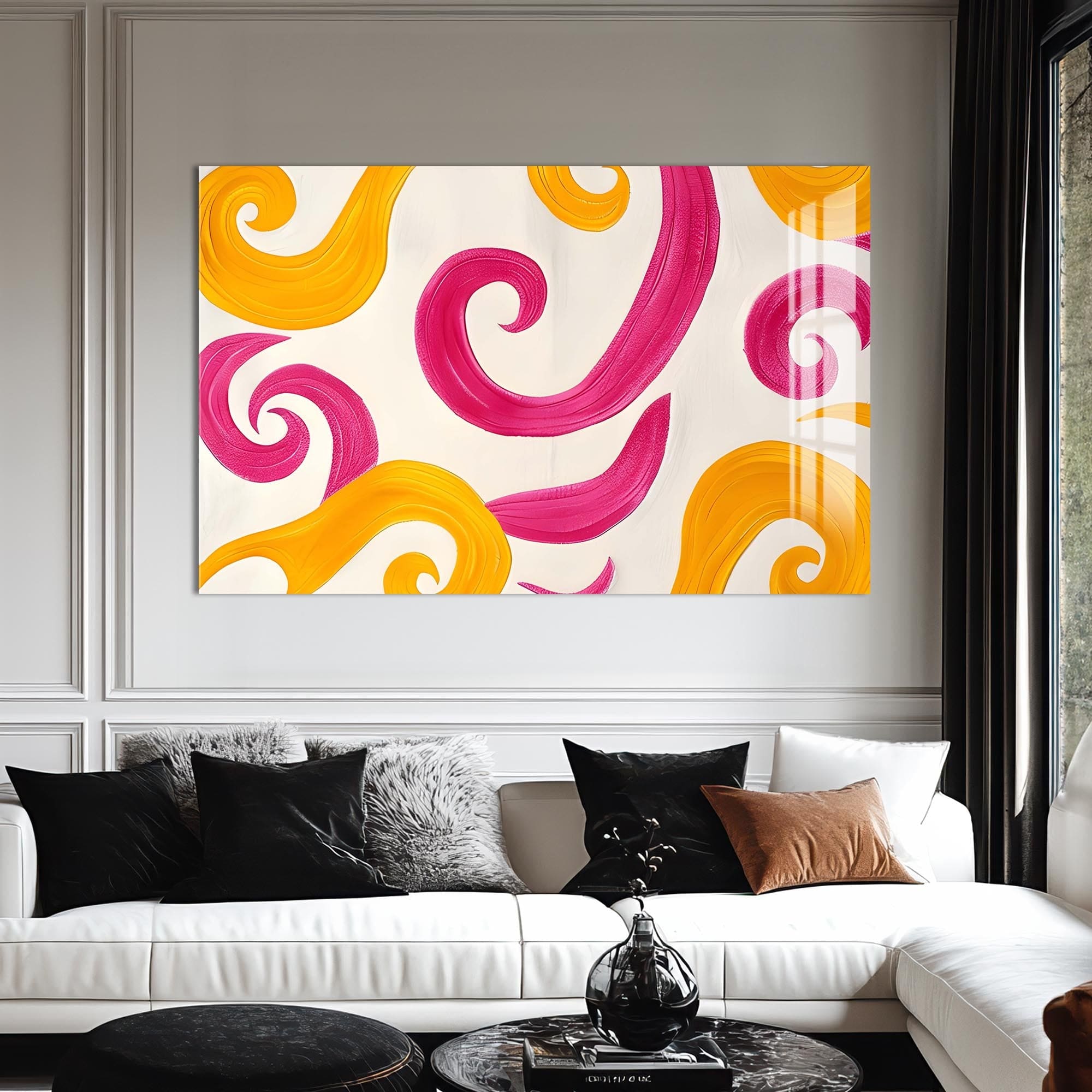 Artronauts Glass Print Playful Swirl Breeze - Abstract Tempered Glass Wall Art