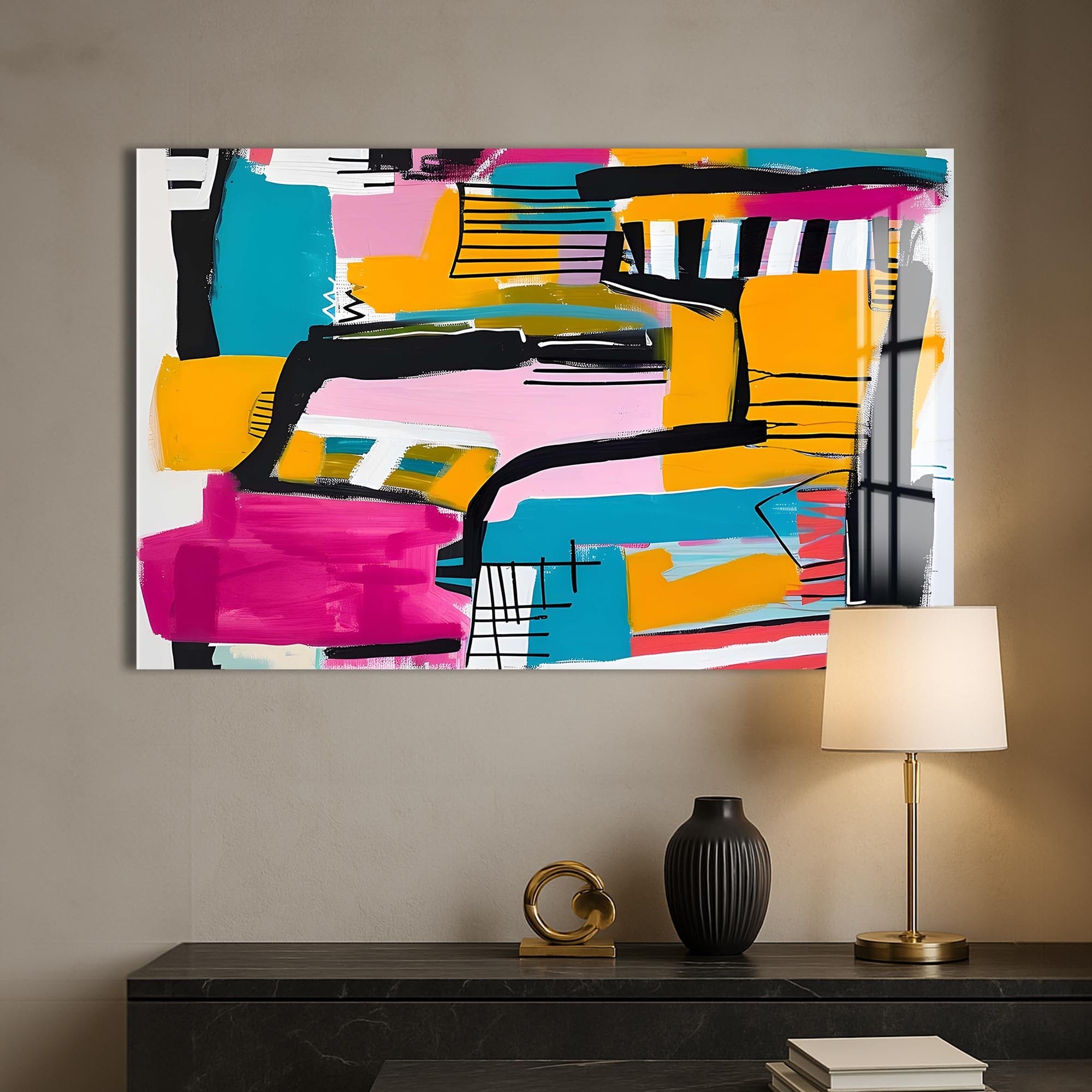Artronauts Glass Print Vibrant Urban Blocks - Abstract Tempered Glass Wall Art
