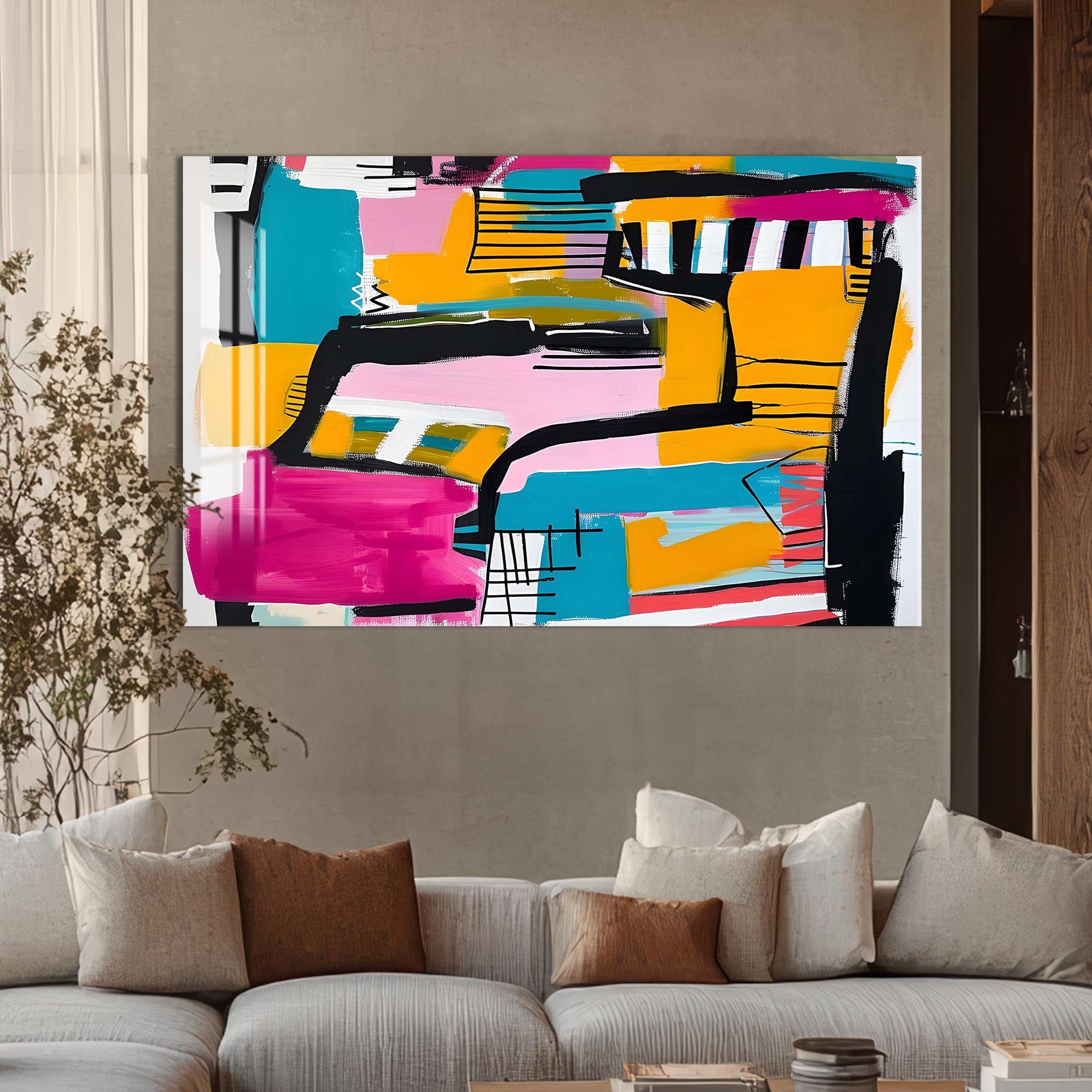 Artronauts Glass Print Vibrant Urban Blocks - Abstract Tempered Glass Wall Art