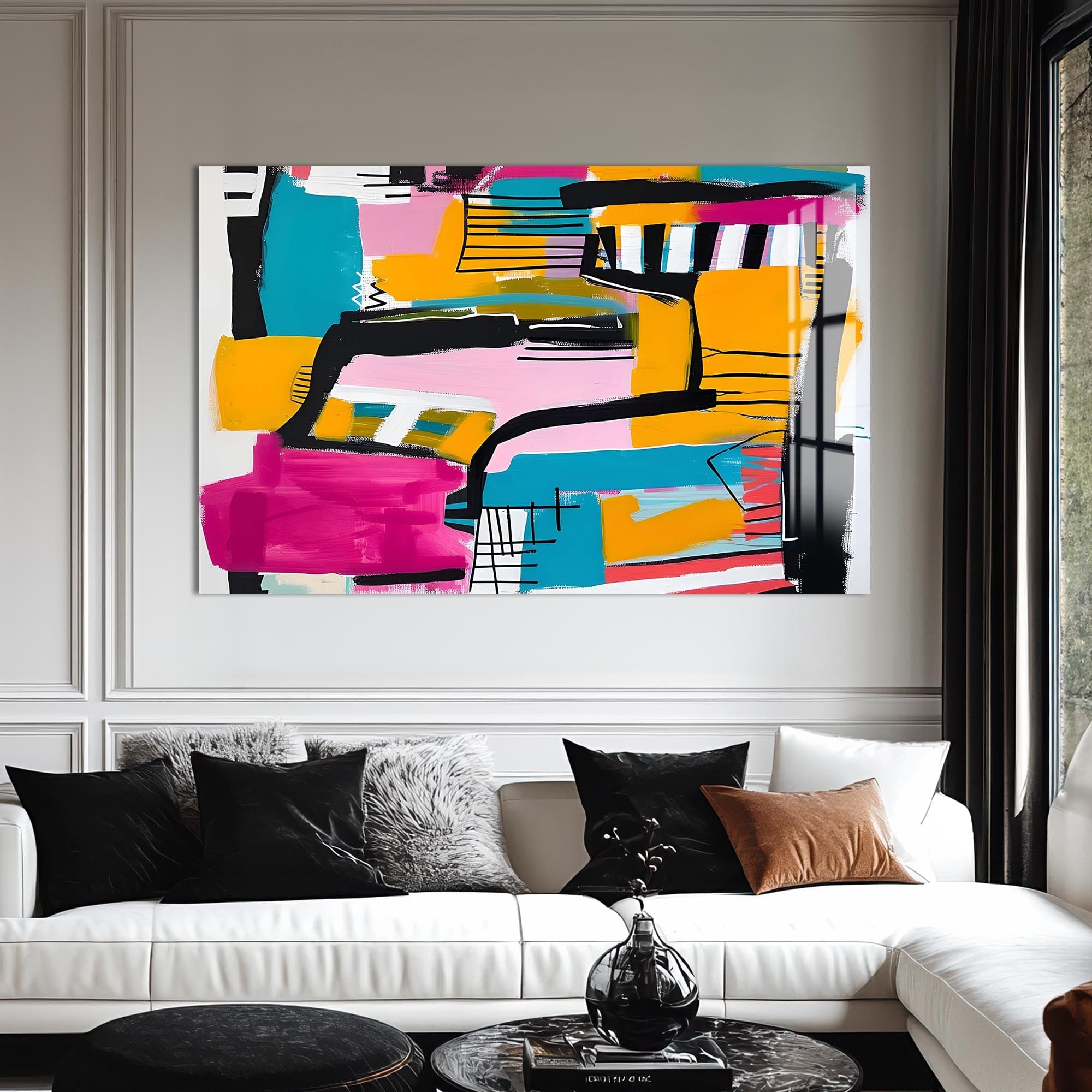 Artronauts Glass Print Vibrant Urban Blocks - Abstract Tempered Glass Wall Art