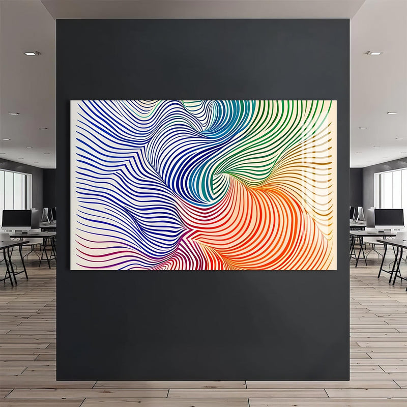 Artronauts Glass Print Rainbow Line Swirl- Abstract Tempered Glass Wall Art