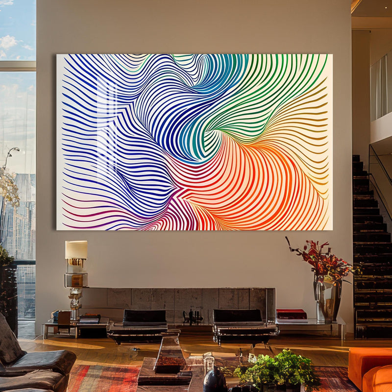 Artronauts Glass Print Rainbow Line Swirl- Abstract Tempered Glass Wall Art