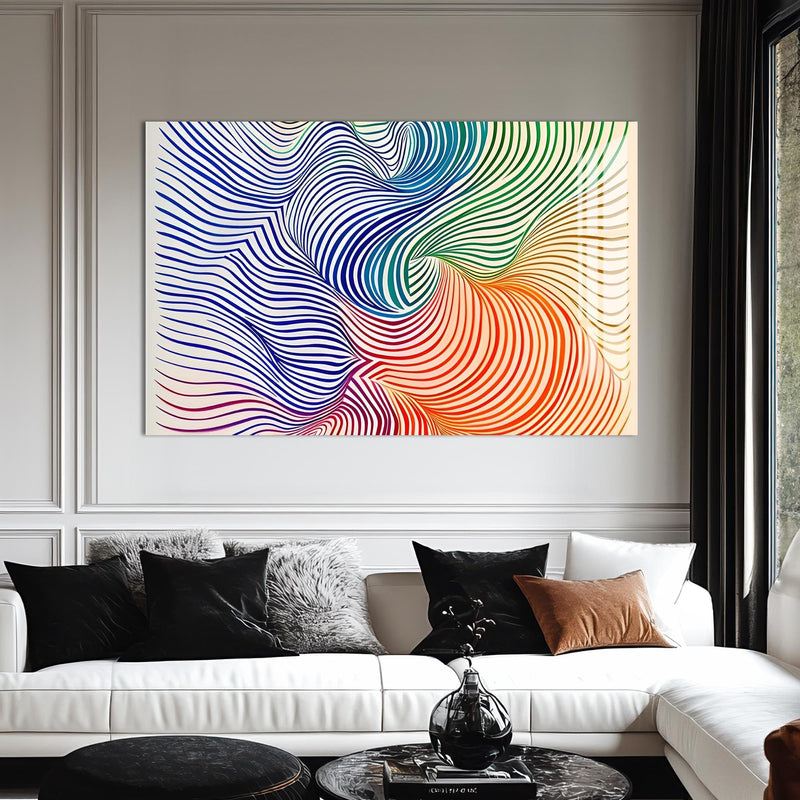 Artronauts Glass Print Rainbow Line Swirl- Abstract Tempered Glass Wall Art