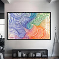 Artronauts Glass Print S | 72x46 cm | 28.3"x18.1" / Black Rainbow Line Swirl- Abstract Tempered Glass Wall Art