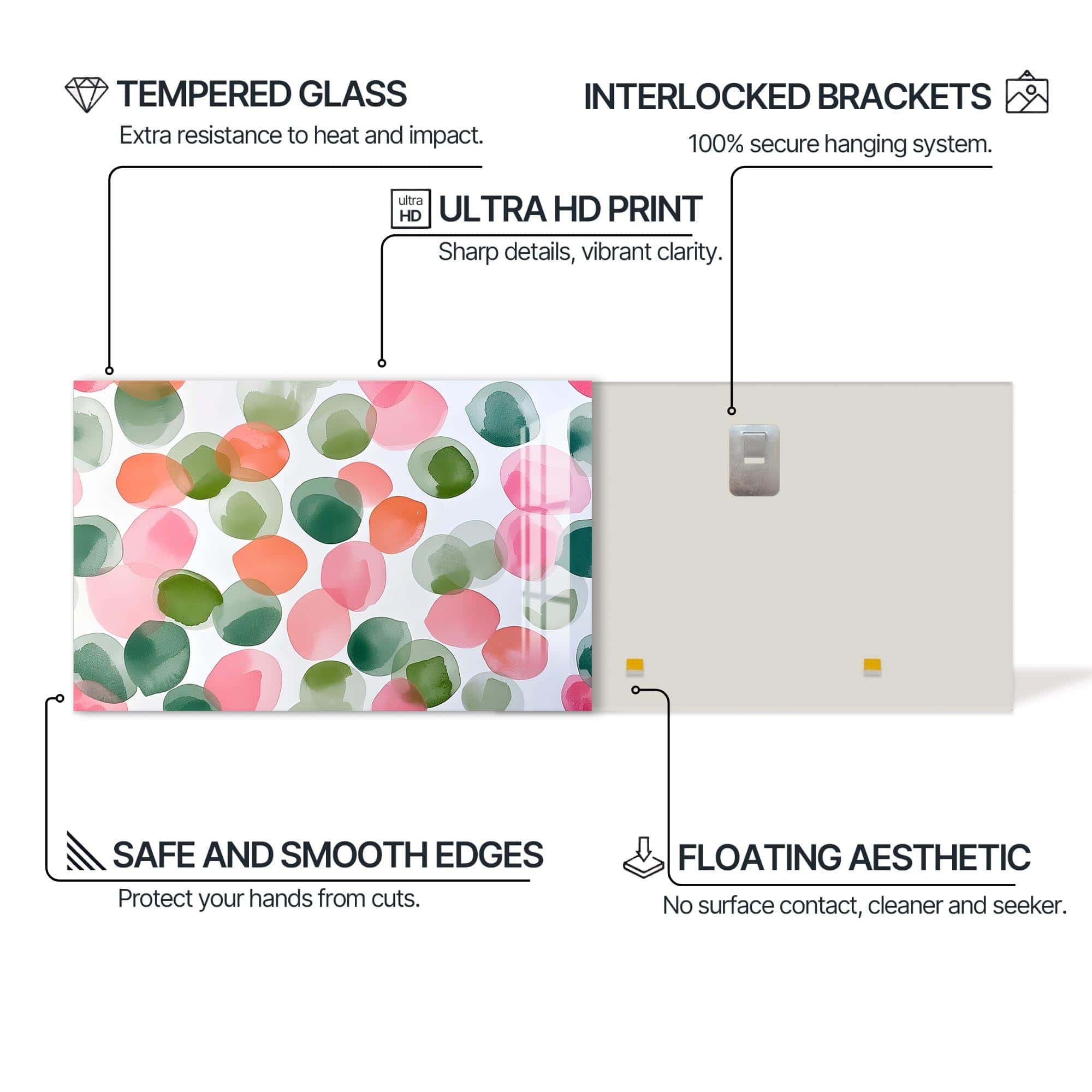 Artronauts Glass Print Soft Watercolour Circles - Abstract Tempered Glass Wall Art