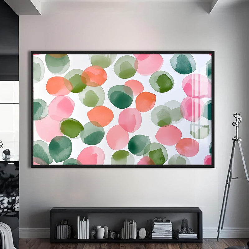 Artronauts Glass Print S | 72x46 cm | 28.3"x18.1" / Black Soft Watercolour Circles - Abstract Tempered Glass Wall Art