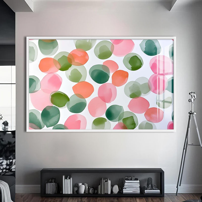 Artronauts Glass Print S | 72x46 cm | 28.3"x18.1" / White Soft Watercolour Circles - Abstract Tempered Glass Wall Art