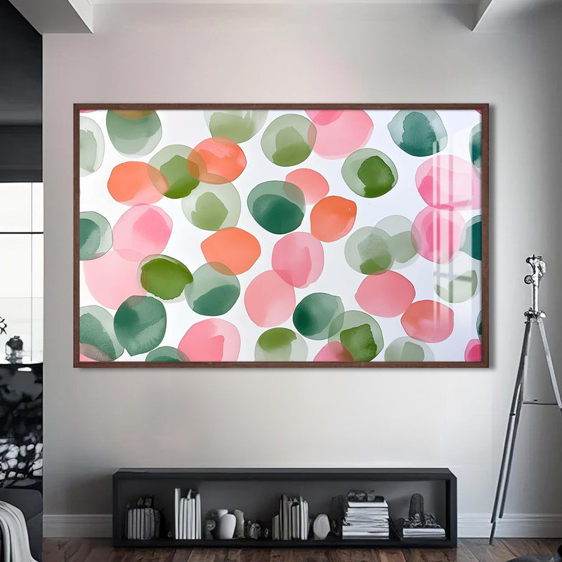 Artronauts Glass Print S | 72x46 cm | 28.3"x18.1" / Walnut Soft Watercolour Circles - Abstract Tempered Glass Wall Art
