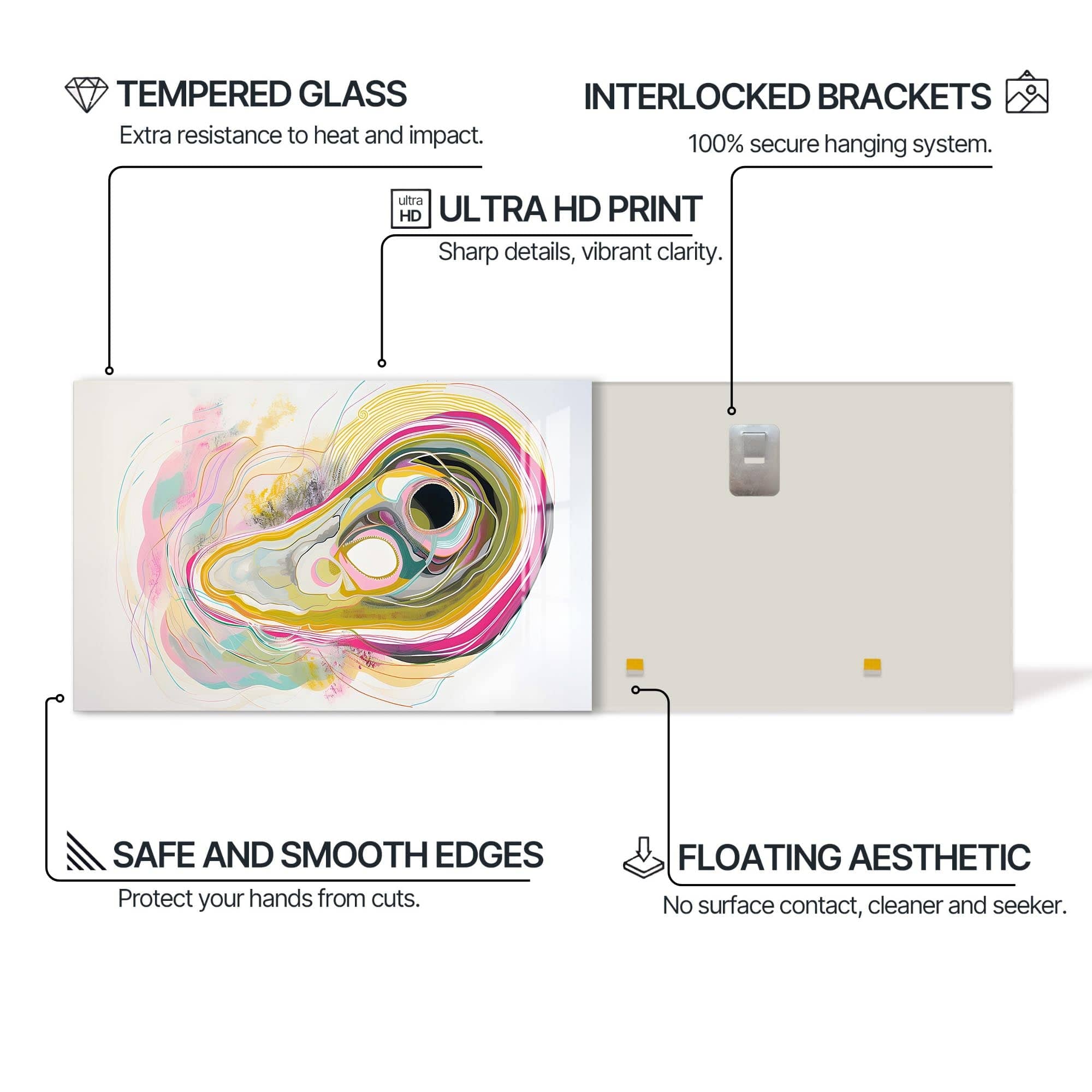 Artronauts Glass Print Fluid Harmony Wave - Abstract Tempered Glass Wall Art