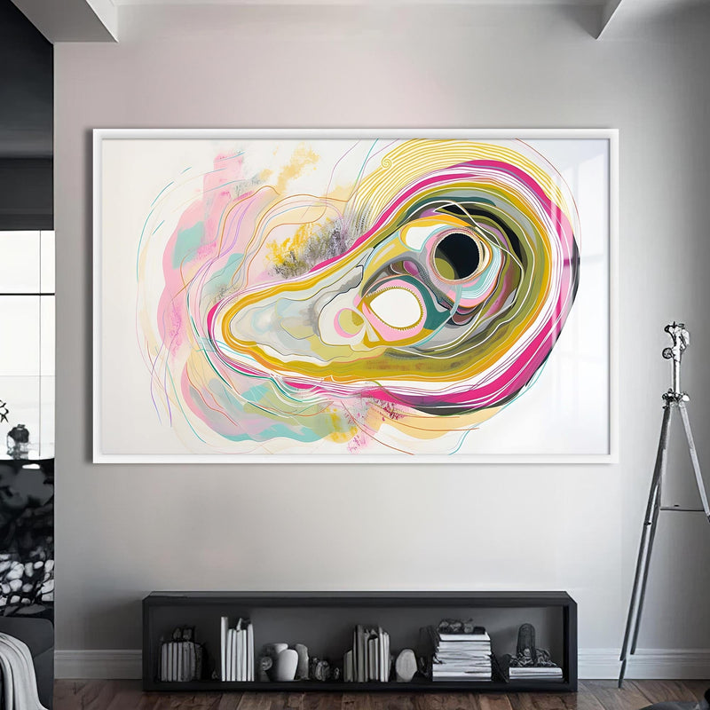 Artronauts Glass Print S | 72x46 cm | 28.3"x18.1" / White Fluid Harmony Wave - Abstract Tempered Glass Wall Art