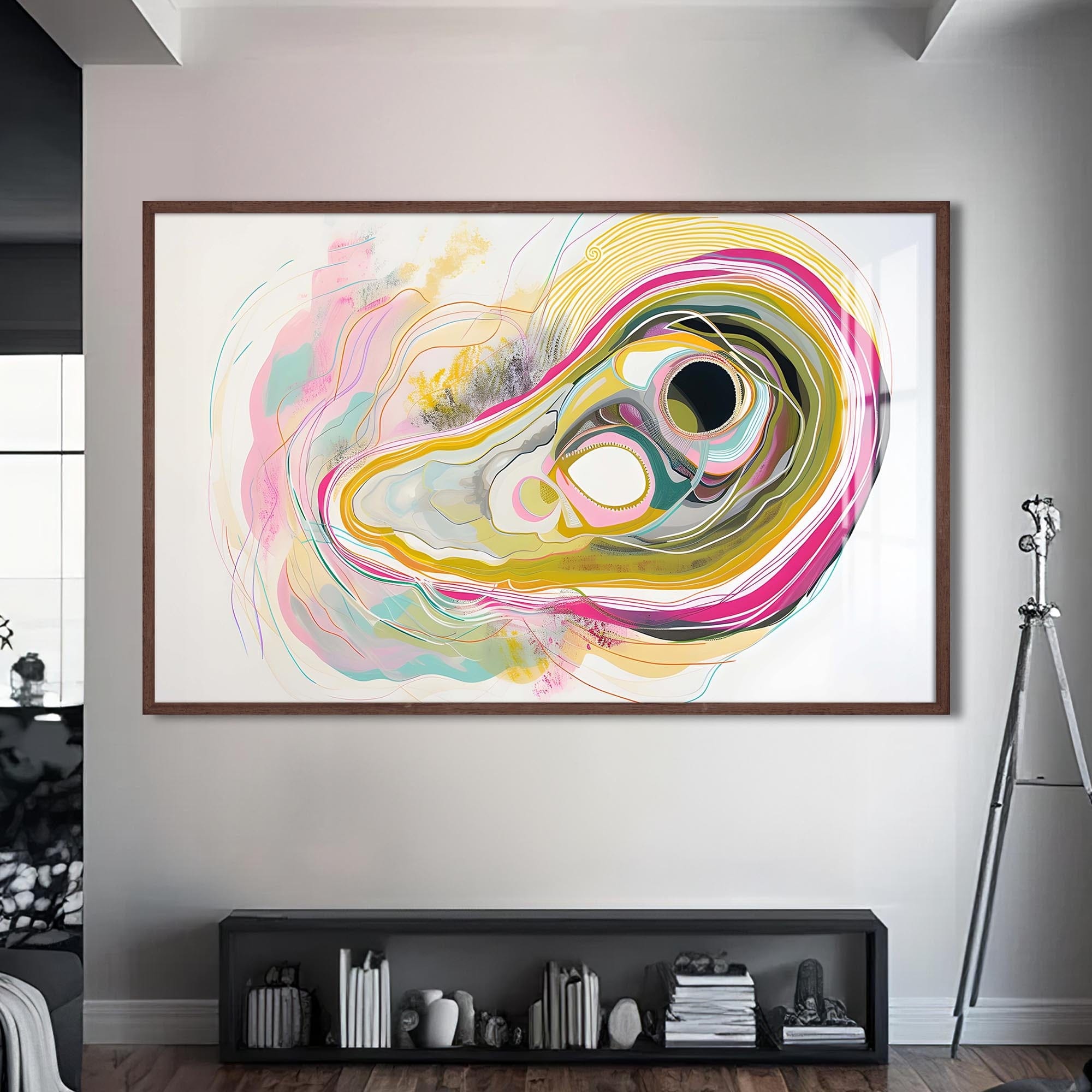Artronauts Glass Print S | 72x46 cm | 28.3"x18.1" / Walnut Fluid Harmony Wave - Abstract Tempered Glass Wall Art