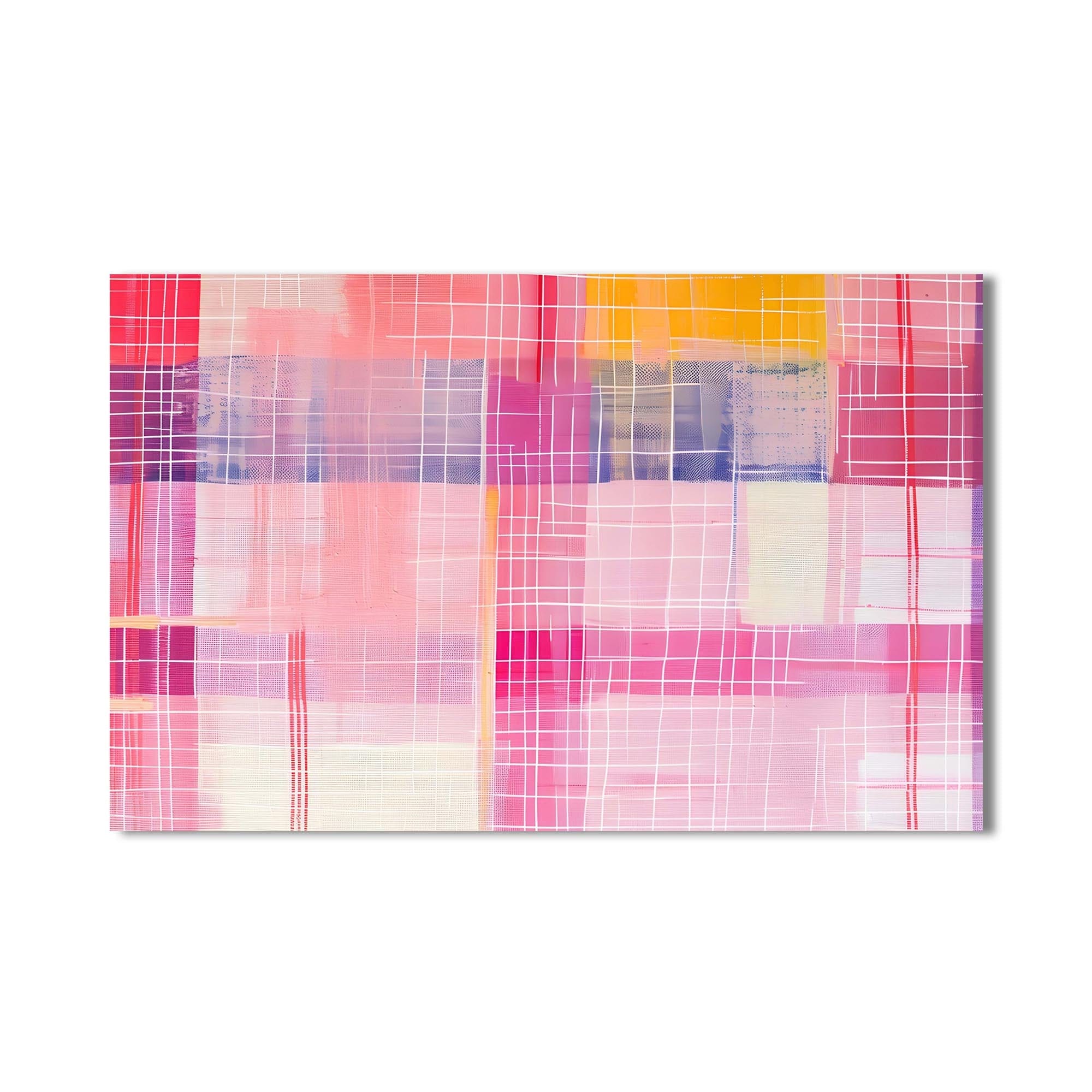 Artronauts Glass Print Pink Horizon Grid - Abstract Tempered Glass Wall Art