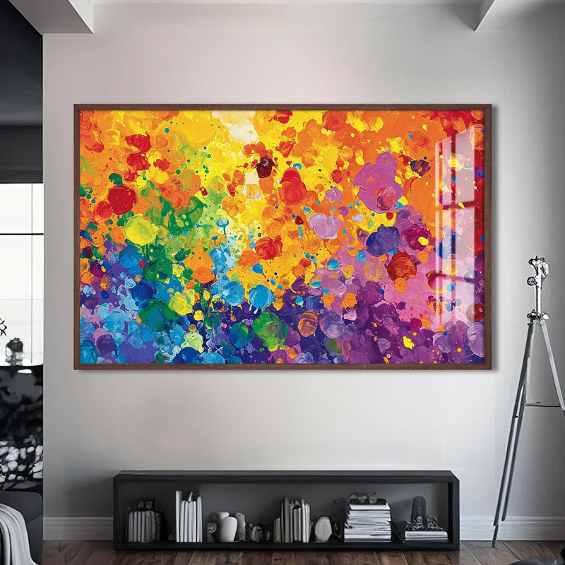 Artronauts Glass Print S | 72x46 cm | 28.3"x18.1" / Walnut Spectrum Energy Splash - Abstract Tempered Glass Wall Art