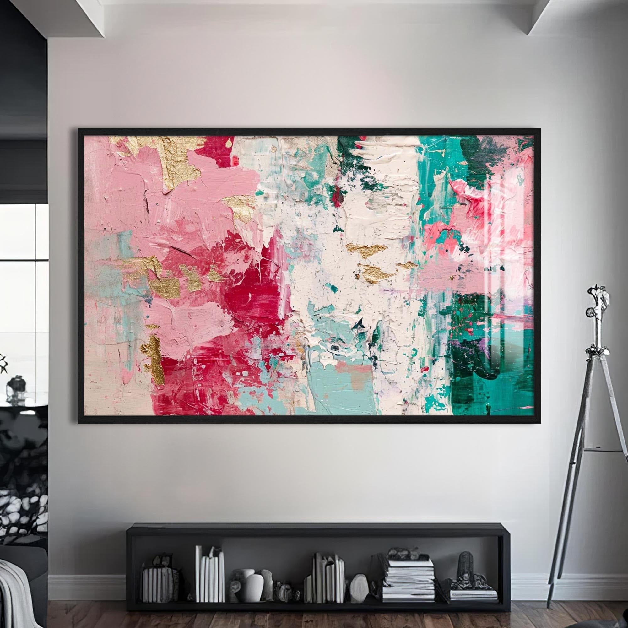 Artronauts Glass Print S | 72x46 cm | 28.3"x18.1" / Black Pastel Texture Blend - Abstract Tempered Glass Wall Art