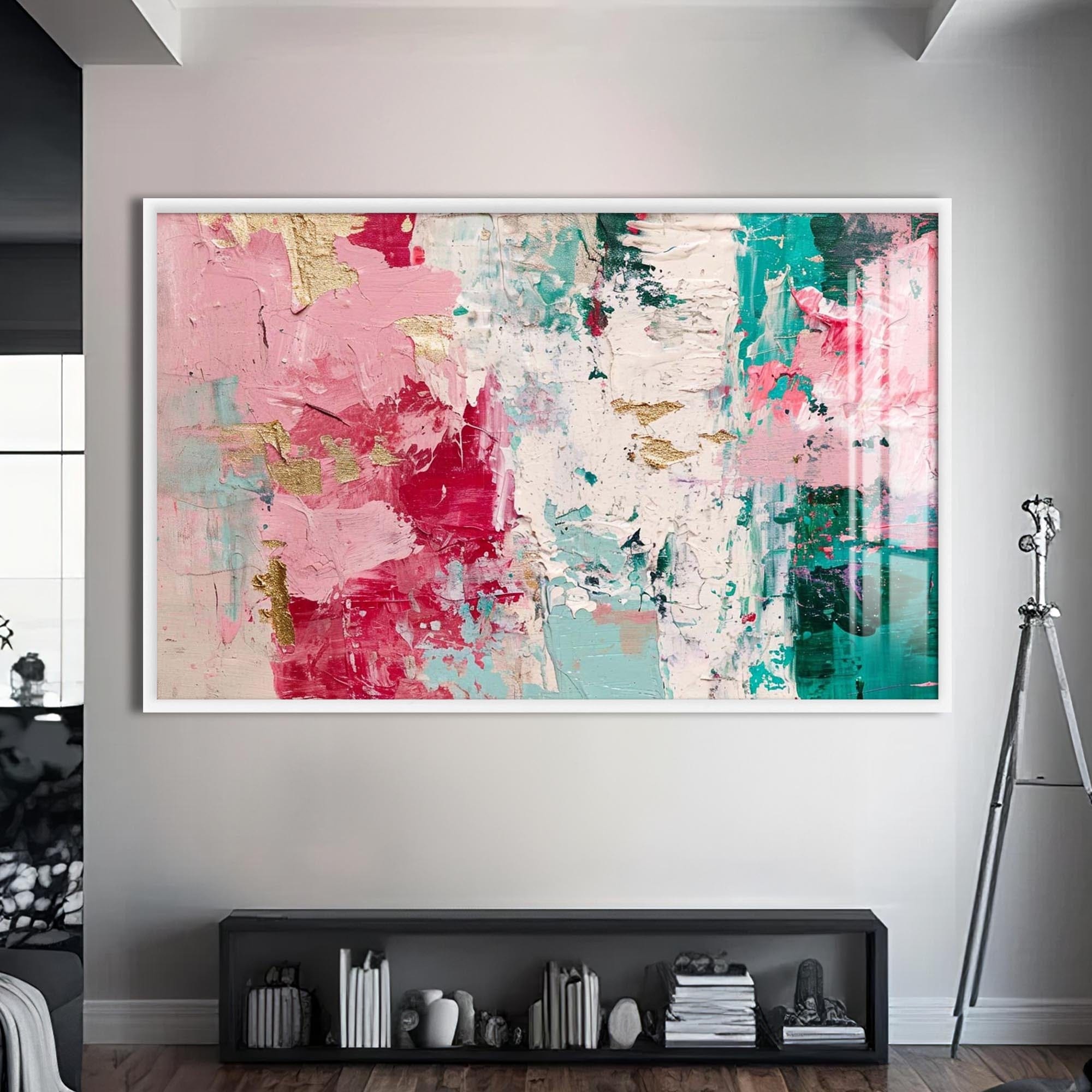 Artronauts Glass Print S | 72x46 cm | 28.3"x18.1" / White Pastel Texture Blend - Abstract Tempered Glass Wall Art