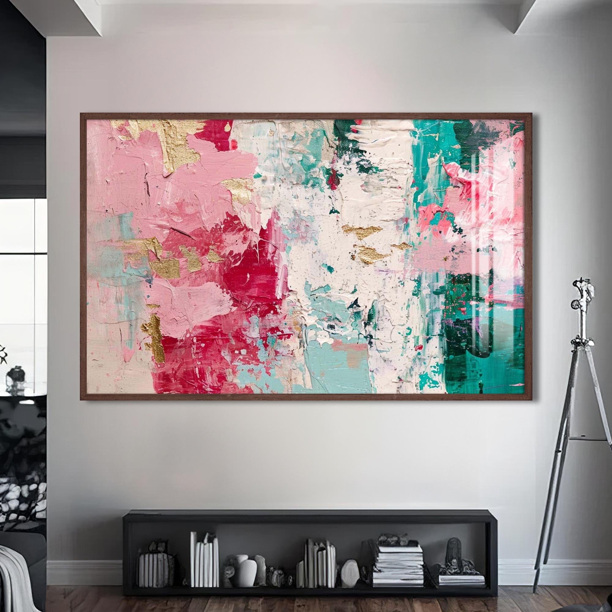 Artronauts Glass Print S | 72x46 cm | 28.3"x18.1" / Walnut Pastel Texture Blend - Abstract Tempered Glass Wall Art
