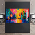 Artronauts Glass Print Skyline Glow Fusion - Abstract Tempered Glass Wall Art