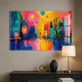 Artronauts Glass Print Skyline Glow Fusion - Abstract Tempered Glass Wall Art
