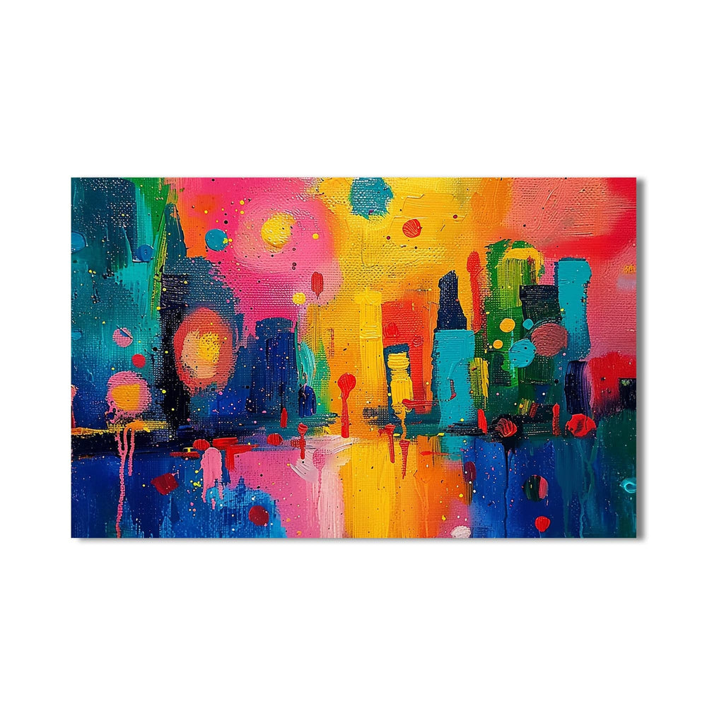 Artronauts Glass Print Skyline Glow Fusion - Abstract Tempered Glass Wall Art