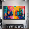 Artronauts Glass Print S | 72x46 cm | 28.3"x18.1" / Black Skyline Glow Fusion - Abstract Tempered Glass Wall Art