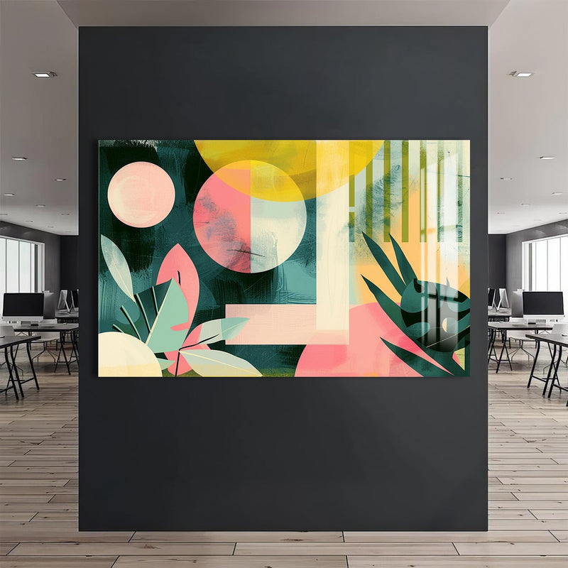 Artronauts Glass Print Tropical Geo Shapes - Abstract Tempered Glass Wall Art
